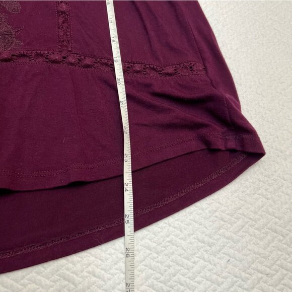 cable & Guage Burgundy 3/4 Sleeve Round Neck T-Shirt Top Size S - Picture 7 of 10